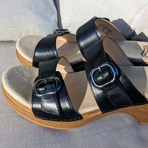 Dansko Sophie Women's Black Leather Slide Sandal ~ Size: 41 ✨NWOB !!✨